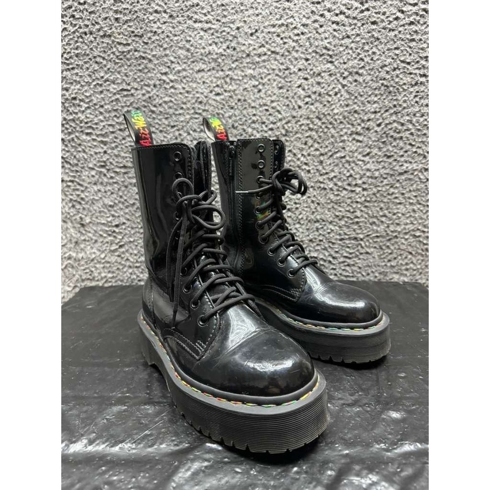 Dr. Martens Jadon Patent Leather Platform Lace Up Boots Black Womens Size‎ 6 US